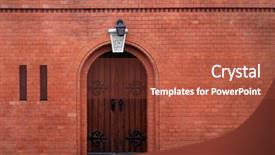  Presentation with red brick wall - Colorful slides enhanced with wooden gate in red brick backdrop and a red colored foreground