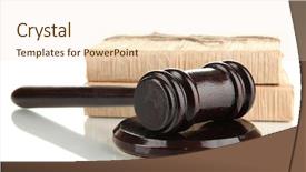  Presentation with gavel - Beautiful slide set featuring wooden gavel and books isolated backdrop and a lemonade colored foreground