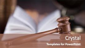  Presentation with law books - Audience pleasing theme consisting of wooden gavel and books law backdrop and a coral colored foreground