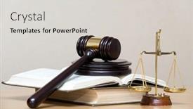  Presentation with gavel - Theme consisting of wooden-gavel-and-books background and a light gray colored foreground