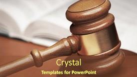  Presentation with gavel - Presentation design featuring wooden-gavel-and-soundblock background and a tawny brown colored foreground