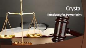  Presentation with justice - Slide deck having wooden gavel golden scales background and a dark gray colored foreground