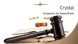  Presentation with justice - Theme with wooden gavel golden scales background and a white colored foreground