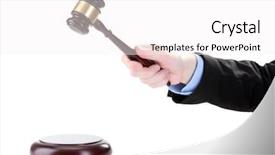  Presentation with gavel - Amazing slide set having wooden gavel in hand isolated backdrop and a white colored foreground