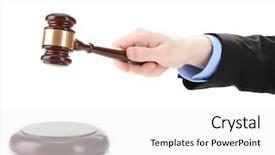  Presentation with flowers on white wooden - Slides enhanced with wooden gavel in hand isolated background and a white colored foreground