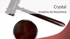  Presentation with gavel - Colorful PPT theme enhanced with wooden gavel isolated on white backdrop and a  colored foreground