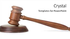  Presentation with gavel - PPT layouts enhanced with wooden gavel isolated on white background and a white colored foreground