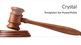  Presentation with gavel - Presentation theme featuring wooden gavel isolated on white background and a white colored foreground