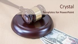  Presentation with gavel - Audience pleasing theme consisting of wooden gavel on wooden table backdrop and a lemonade colored foreground