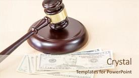  Presentation with gavel - Colorful slide deck enhanced with wooden gavel on wooden table backdrop and a cream colored foreground