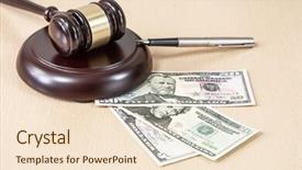  Presentation with wooden board empty table top - Colorful slide set enhanced with wooden gavel on wooden table backdrop and a lemonade colored foreground