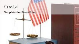  Presentation with justice - Colorful PPT layouts enhanced with america literature - wooden gavel with justice scales backdrop and a white colored foreground
