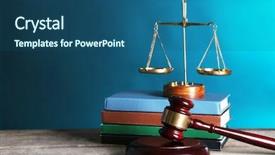  Presentation with justice - Slides consisting of wooden gavel with justice scales background and a ocean colored foreground