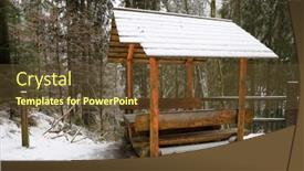  Presentation with forest winter - Presentation theme having wooden-gazebo-in-the-winter background and a tawny brown colored foreground
