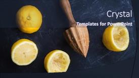  Presentation with food preparation - Cool new PPT theme with wooden-hand-juicer-and-cut backdrop and a tawny brown colored foreground