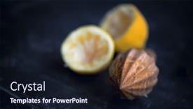  Presentation with food preparation - Colorful slide deck enhanced with wooden-hand-juicer-and-cut backdrop and a wine colored foreground