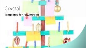  Presentation with decor - Audience pleasing presentation consisting of wooden hand made fir tree with blank papers and christmas decor isolated on white backdrop and a white colored foreground