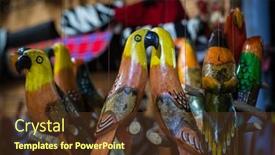  Presentation with tribal - Presentation design enhanced with wooden-handcrafted-parrots-and-birds background and a tawny brown colored foreground