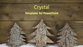  Presentation with congratulatory - Slides with wooden-handmade-christmas-trees-natural background and a tawny brown colored foreground
