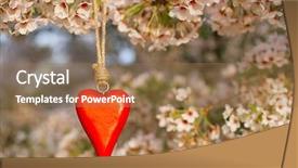  Presentation with sakura - Slide deck consisting of wooden heart in spring background and a coral colored foreground