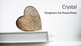  Presentation with book love heart - Slides featuring wooden heart shape on a open book love reading concept close up background and a sky blue colored foreground