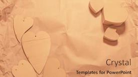  Presentation with craft - Beautiful PPT theme featuring wooden hearts on crumpled craft paper backdrop and a coral colored foreground