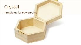  Presentation with shape - Cool new presentation theme with wooden hexagonal shape storage box backdrop and a cream colored foreground