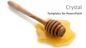  Presentation with honey - PPT theme enhanced with wooden-honey-dipper-in-honey background and a white colored foreground