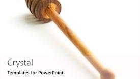  Presentation with olive - PPT theme with wooden honey dipper made from olive wood isolated on white background background and a white colored foreground