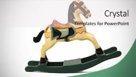  Presentation with wooden toy - PPT layouts with wooden horse on a vignetting background and a light gray colored foreground