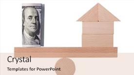  Presentation with white house - PPT theme consisting of wooden house children's toys background and a lemonade colored foreground