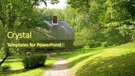 Presentation with farm house - PPT theme consisting of farm holiday - old wooden house background and a tawny brown colored foreground