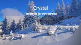  Presentation with house forest - Slides enhanced with wooden house in winter forest background and a teal colored foreground