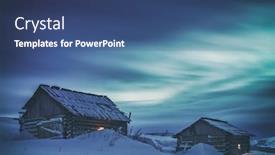  Presentation with house forest - Audience pleasing PPT theme consisting of wooden house in winter forest toned like instagram filter backdrop and a ocean colored foreground