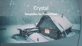  Presentation with house forest - Slide deck consisting of wooden house in winter forest toned like instagram filter background and a gray colored foreground