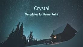  Presentation with house forest - Slide deck featuring wooden house in winter forest toned like instagram filter background and a ocean colored foreground