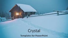  Presentation with house forest - Audience pleasing slides consisting of wooden house in winter forest backdrop and a light blue colored foreground