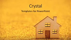  Presentation with gold glitter - Beautiful presentation theme featuring wooden house shape on golden backdrop and a  colored foreground