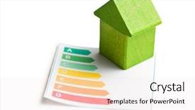  Presentation with energy efficiency - Cool new slide deck with wooden house with energy efficiency backdrop and a sky blue colored foreground