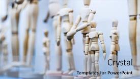  Presentation with artistic - Amazing presentation design having wooden human artistic action figures backdrop and a light blue colored foreground