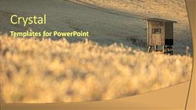  Presentation with hunting - Presentation having wooden-hunting-tower-amid-fields background and a coral colored foreground