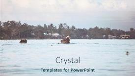  Presentation with mekong delta - PPT theme having wooden-hut-and-boat background and a sky blue colored foreground