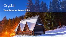  Presentation with hut - Audience pleasing presentation theme consisting of wooden hut in tatra mountains at night poland backdrop and a teal colored foreground