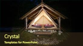  Presentation with illuminated - Audience pleasing slide deck consisting of wooden huts in adrenaline backdrop and a tawny brown colored foreground