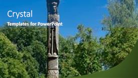  Presentation with castle - Presentation enhanced with wooden-idol-in-the-trakai background and a teal colored foreground