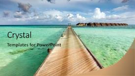  Presentation with jetty on a tropical - Colorful PPT theme enhanced with wooden jetty on the ocean backdrop and a seafoam green colored foreground