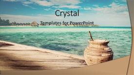  Presentation with resort - PPT theme featuring wooden jetty on the ocean background and a light blue colored foreground