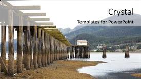  Presentation with stretching - Slides consisting of wooden jetty stretching into lake background and a  colored foreground