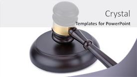  Presentation with gavel - Presentation theme having wooden-judge-gavel-and-soundboard background and a white colored foreground