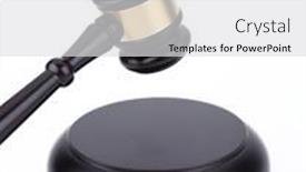  Presentation with judge gavel or law mallet - Slide deck enhanced with wooden-judge-gavel-isolated background and a light gray colored foreground